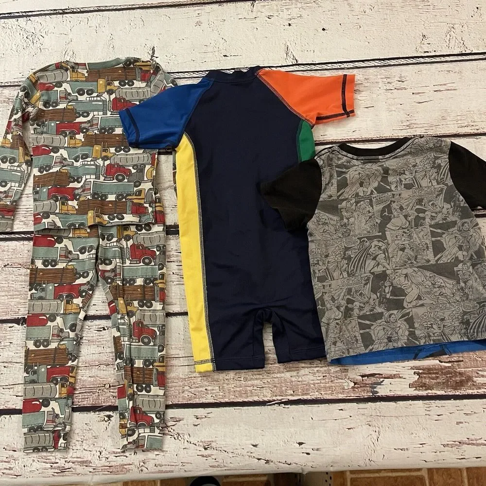 Carters Justice League Hanna Andersson Boys Size 3T Lot of 3 Rashguard Swimsuit‎